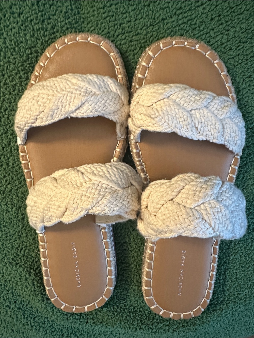 American Eagle Outfitters Braided Cream Slide Sandals